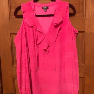 Fun Hot Pink Fuschia Ruffled Cold Shoulder Blouse